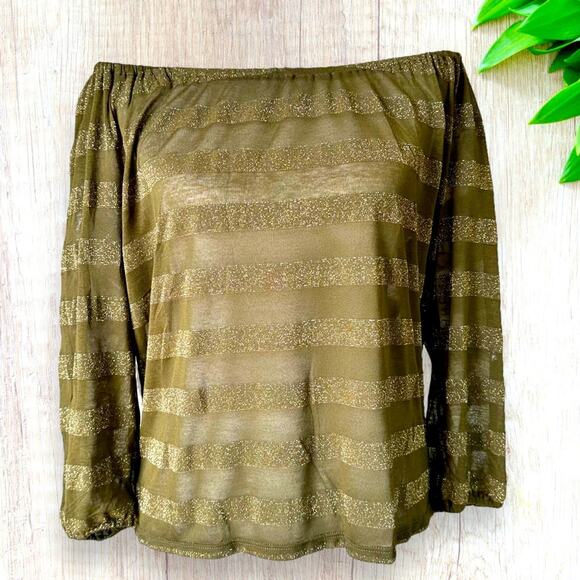 Michael Stars Metallic Stripe Long Sleeve Top NWT - Picture 2 of 6